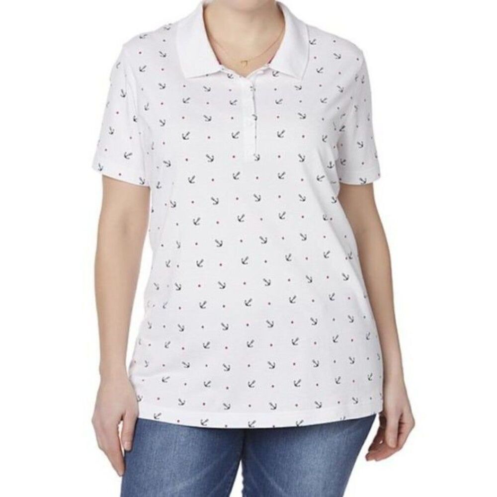 Laura Scott Womens Nautica Polo White Short Sleeve Shirt size 3X